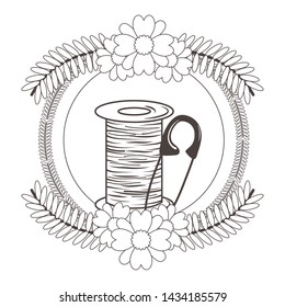 Isolated tailor shop thread and pin design