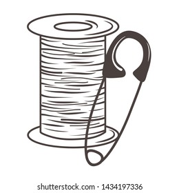 Isolated tailor shop thread and pin design