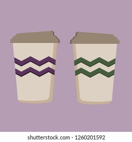 Isolated take-way coffee cups vector illustration