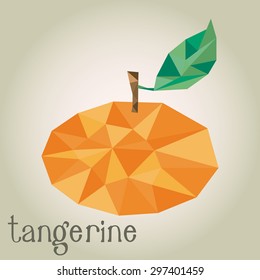 Isolated tangerine on a white background. Low Poly. Vector illustration