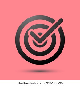 Isolated target icon symbol over red. Vector illustration