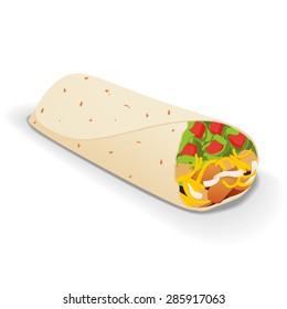 an isolated tasty burrito on a white background