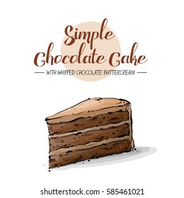 Isolated tasty cake. Sketch and watercolor style. Vector collection.