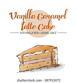 Isolated tasty cake. Sketch + watercolor style. Vector collection.