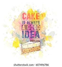 Isolated tasty cake. Sketch + watercolor style. Vector collection.