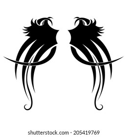 Isolated tattoo in the form of wings