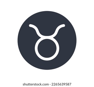 Isolated Taurus astrological sign in a black circle. 

