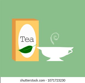 Isolated Tea & Cup with Green Background