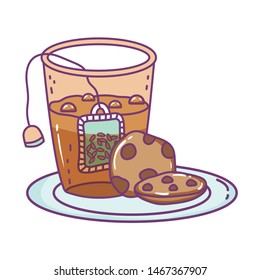 Isolated tea glass and cookie design