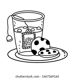 Isolated tea glass and cookie design