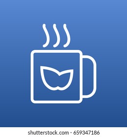 Isolated Tea Green Outline Symbol On Clean Background. Vector Mug Element In Trendy Style.