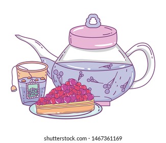 Isolated tea pot and cake design
