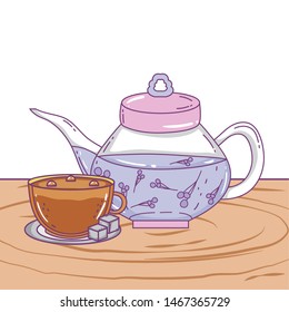 Isolated tea pot and coffee cup design