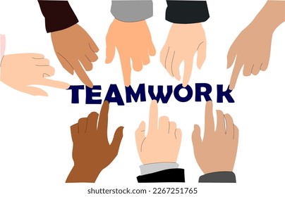 isolated teamwork concept, Vector business illustration, businessmen together build word teamwork, abstract design graphic