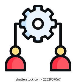 Trabajo en equipo aislado en icono plano sobre fondo blanco. Lluvia de ideas, gestión, desarrollo, negocios, rueda cognitiva