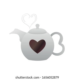 Isolated teapot with a heart. Valentines day - Vector illustration