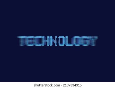 Isolated Technology dark blue outline word print design