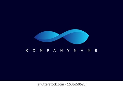 Isolated Technology water deep logo. Blue color logotype. Flowing water image. Sea, ocean, river surface.