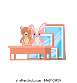 Isolated teddy bear and rabbit design