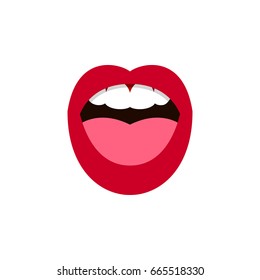 Isolated Teeth Flat Icon. Tongue Vector Element Can Be Used For Lips, Teeth, Tongue Design Concept.