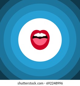 Isolated Teeth Flat Icon. Tongue Vector Element Can Be Used For Lips, Teeth, Tongue Design Concept.