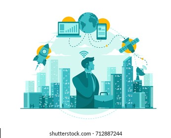 Isolated Telecommunication Technology Start Up Business Concept Illustration