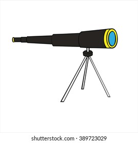 isolated telescope, cartoon vector