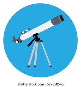 Isolated telescope on a blue button, Vector illustration
