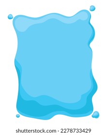Plantilla aislada en forma de caricatura con signo azul en forma rectangular e irregular como salpicaduras de agua. Diseño de caricaturas.