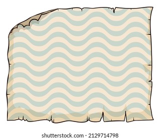Isolated template design of an old scroll page with wave pattern. Design in cartoon style over white background.