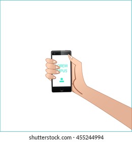 isolated template hand with the phone 