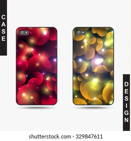 Isolated templates for phone with Christmas design. Design of a covering. Realistic case. Template for design. Model for design. Template with ready design