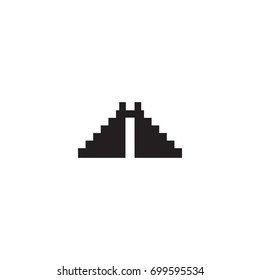 Isolated Temple Icon Symbol On Clean Background. Vector Aztec Pyramid Element In Trendy Style.