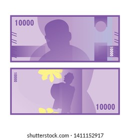 Diseño vectorial aislado de diez mil rupias. Ilustración vectorial de la moneda de Indonesia