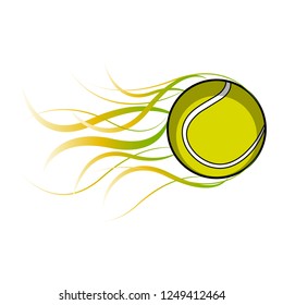 Isolated tennis ball with a fire effect. Vector illustration design