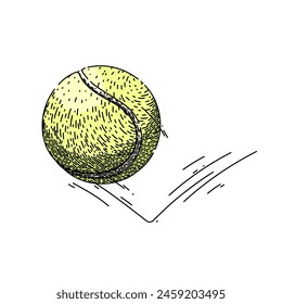 isolated tennis ball hand drawn. racket green, tenis object, macro view isolated tennis ball vector sketch. isolated color illustration