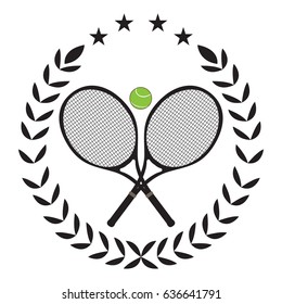 Isolated tennis emblem with a laurel wreath, Vector illustration