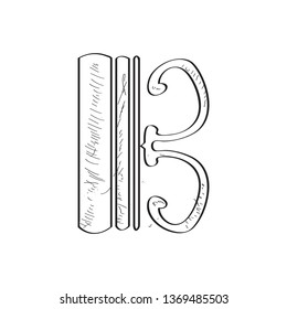 Isolated tenor clef sketch. Comic musical note. Vector illustration design