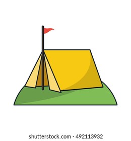 Isolated tent with flag design