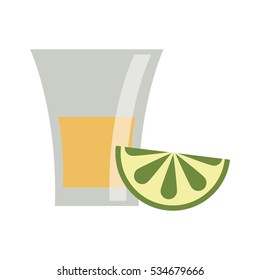 Isolated tequila shot with lemon design