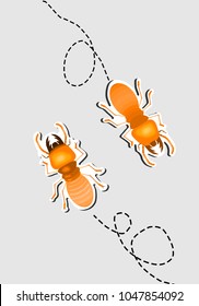 Isolated termite with gray back ground,cartoon style,isolated vector illustration.