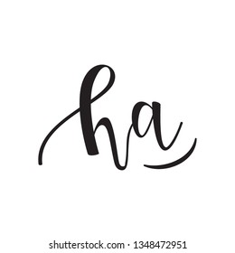 Isolated text Ha  Black letters on white background. Simple vector illustration. - Vector
