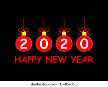 Isolated text New Year 2020. 2020 New Year concept. Vector icon with cut out paper effect. White balls are drawn in the text form of 2020 on a white background.
