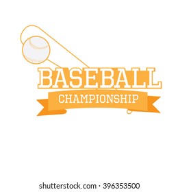 Isolated text, a ribbon, a baseball bat and a baseball ball on a white background