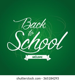 Isolated text with a ribbon on a green board