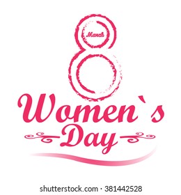 Isolated text with texture for women's day on a white background