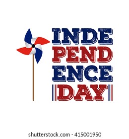 Isolated text with a wind toy on a white background for independence day celebrations