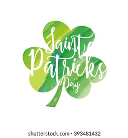 Isolated textured clover with text for patrick's day