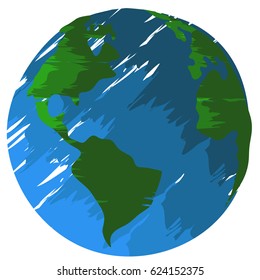 Isolated textured earth planet on a white background, Vector illustration