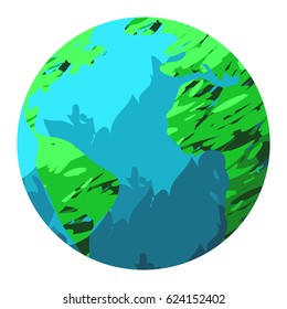 Isolated textured earth planet on a white background, Vector illustration